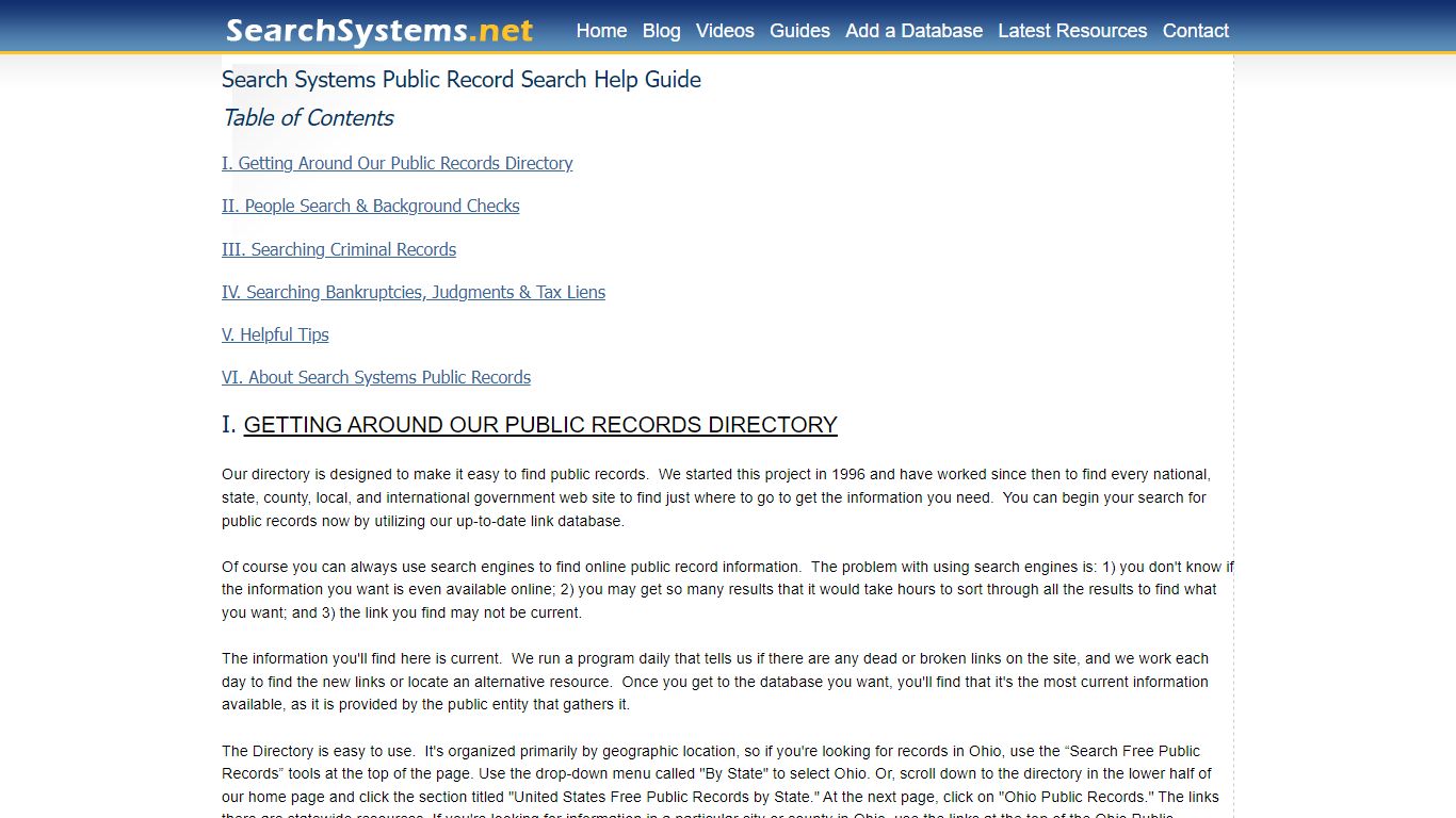 Search Systems Public Record Search Help Guide